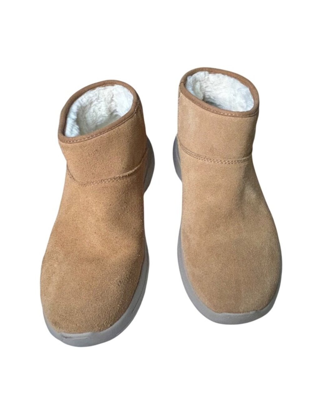 Skechers Arch Fit Go Walk Boots Women's 10 Tan Suede Slip-On Leather Faux Fur - Picture 2 of 16